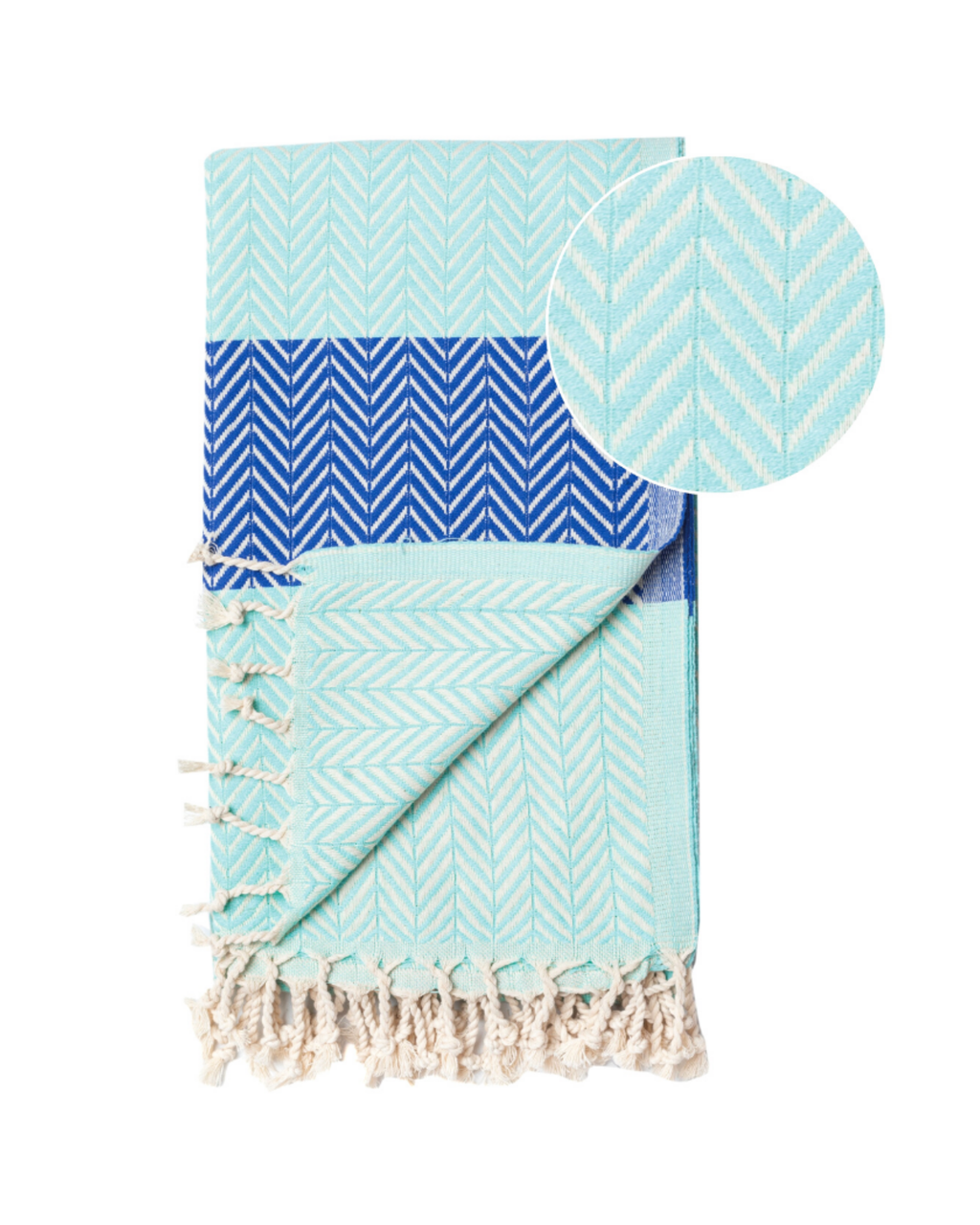 ZAYA Hammam Towel, Beach Towel, Pestemal - Mint / Blue