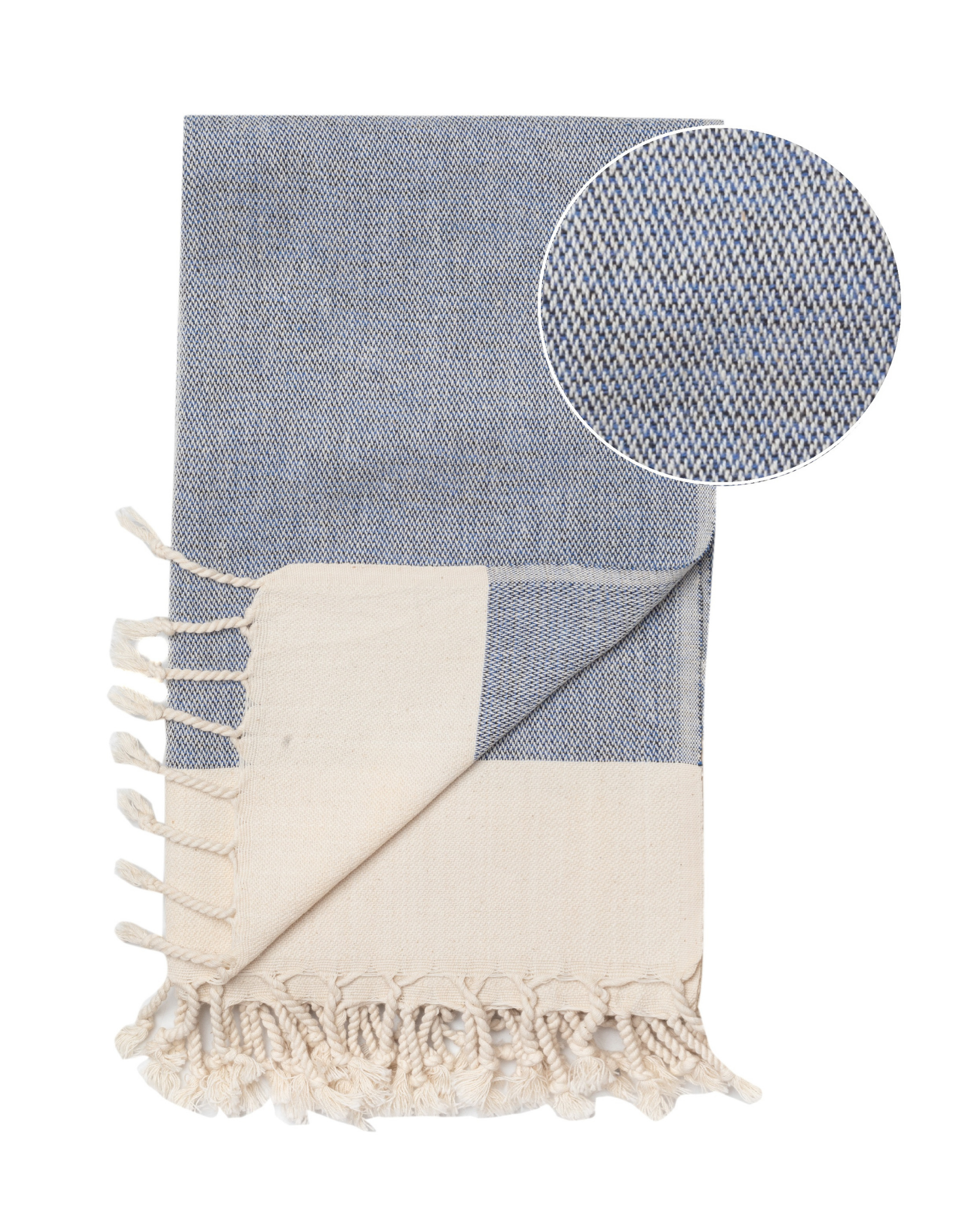 MANOLIA Beach Towel, Turkish Bath Hammam Towel, Spa & Sauna Towel - Dark Blue