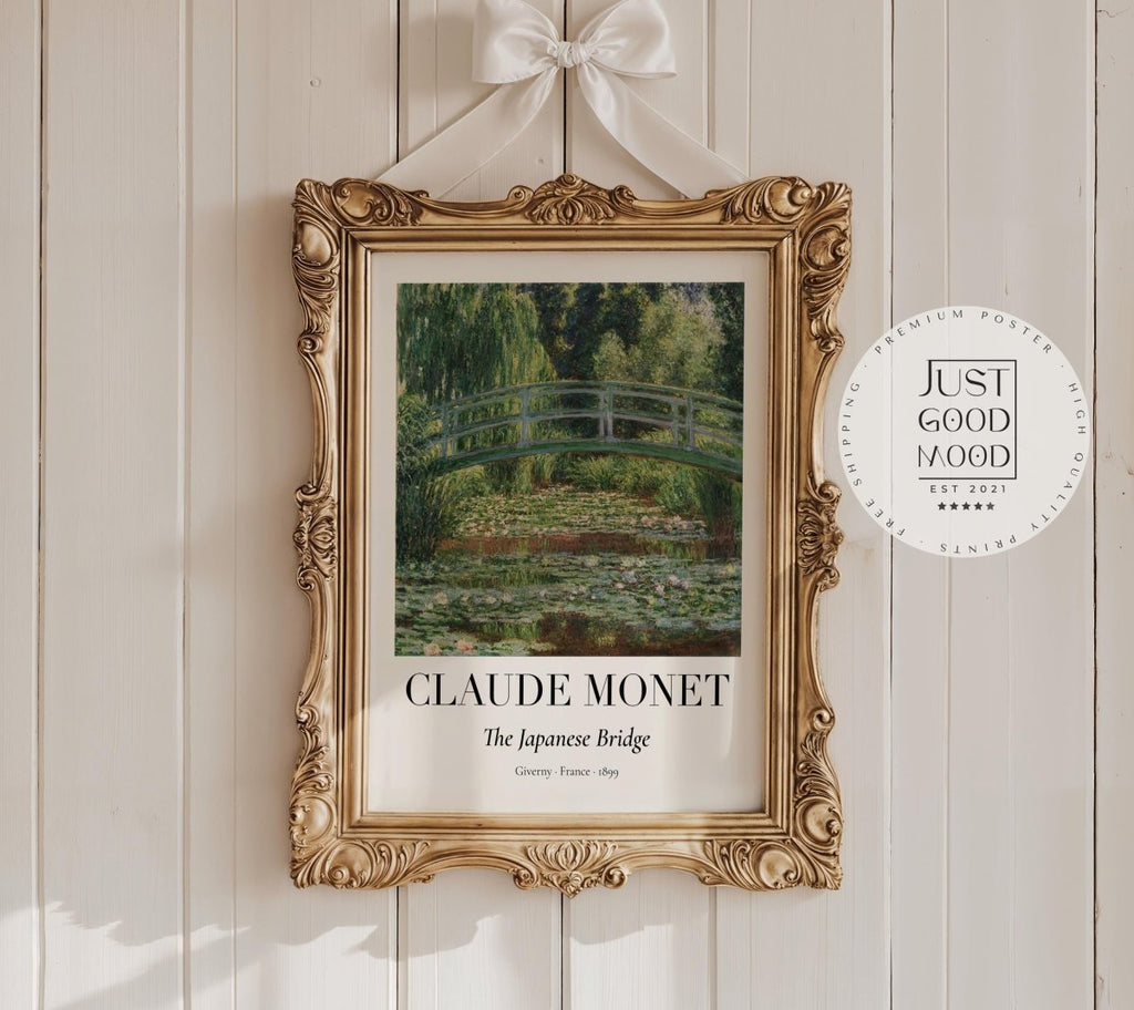 Claude Monet Poster · Japanische Brücke 1899 · Garten von Giverny · Impressionismus Seerosen Kunstdruck · Vintage Deko Print ohne Rahmen