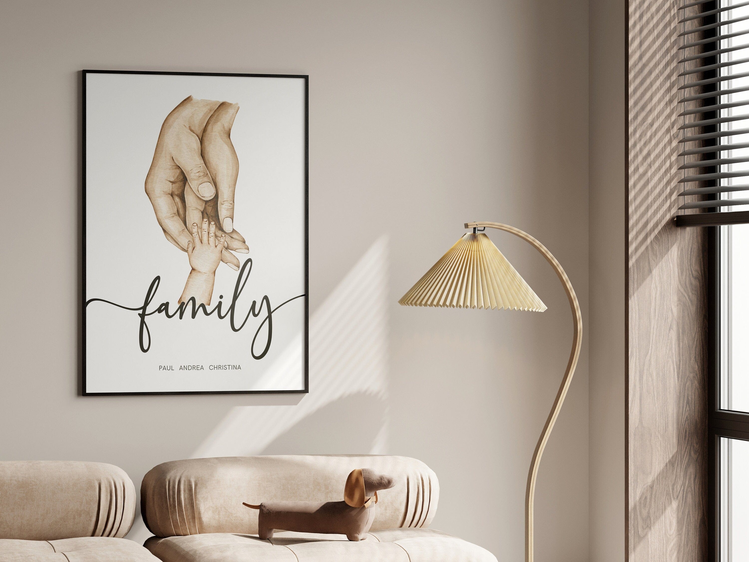 Familienposter mit Händen Personalisiere Namen I Haltende Hände I Wohnzimmer Schlafzimmer Bilder I Wand Deko I Kunstdruck I  ohne Rahmen