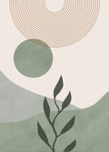 Poster Blätter Boho Geometrische Formen Grün | Bilder Wohnzimmer | Wandbilder Schlafzimmer | Deko Print ohne Rahmen | Bilder Set Kunstdruck