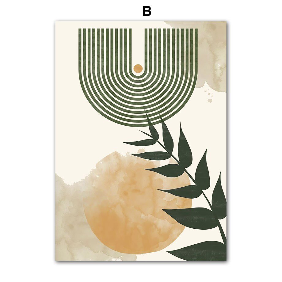 Poster Boho Abstrakt Pflanzen Blätter Botanik I Bilder Wohnzimmer | Wandbilder Schlafzimmer | Deko Print ohne Rahmen | Bilder Set Kunstdruck