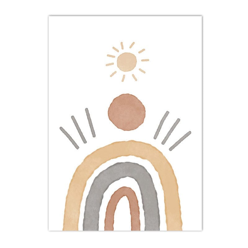 Poster Kinderzimmer Regenbogen Sonne Berge Kaktus Herz I Kinderzimmer Bilder I Wand Deko I Kunst Druck I Deko Print I ohne Rahmen