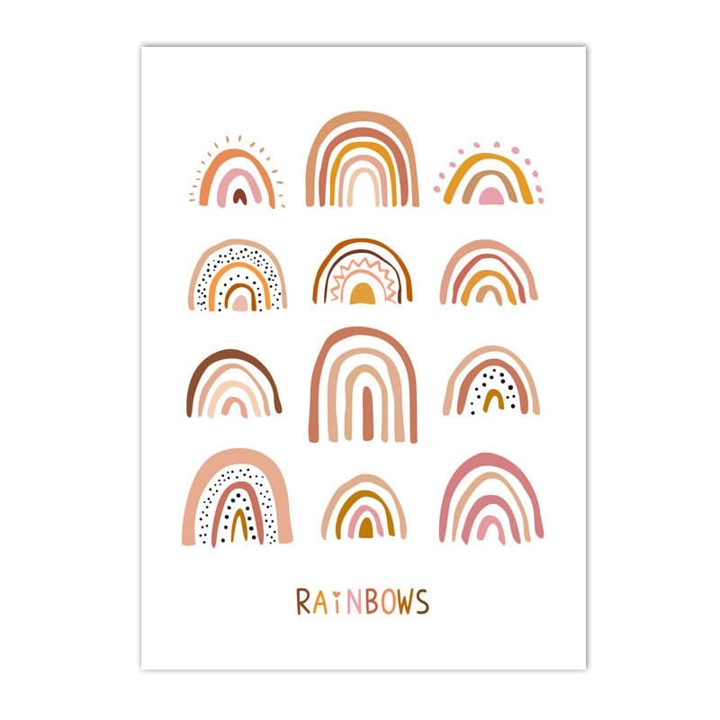 Poster Kinderzimmer Regenbogen Sonne Berge Kaktus Herz I Kinderzimmer Bilder I Wand Deko I Kunst Druck I Deko Print I ohne Rahmen