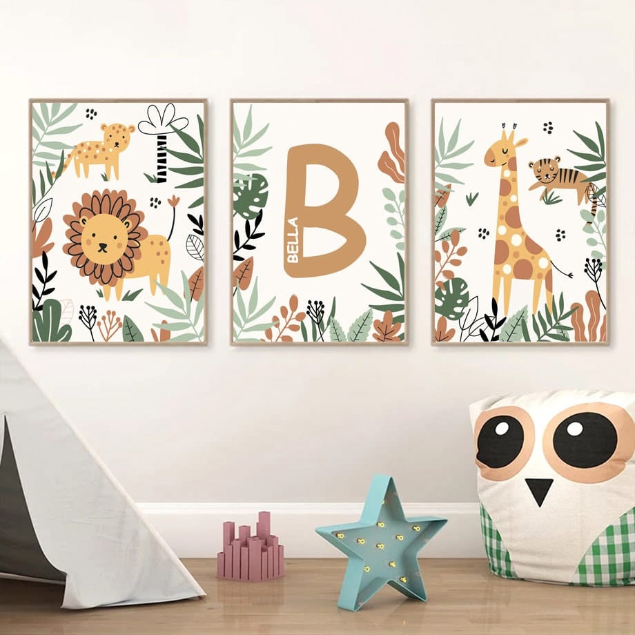Poster Safari Hakuna Matata Löwe Personalisierter Name als Deko Print ohne Rahmen